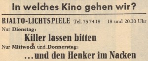 Rialto-Kino-Zeitungsanzeige